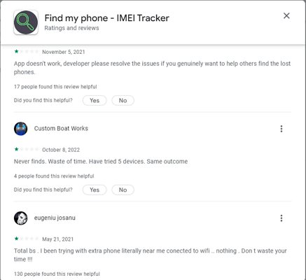 Bewertungen von Find my phone - IMEI Tracker