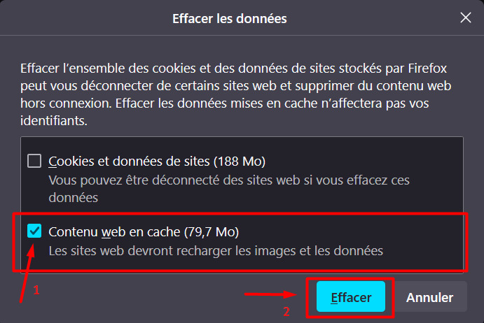  Vider le cache du navigateur Firefox