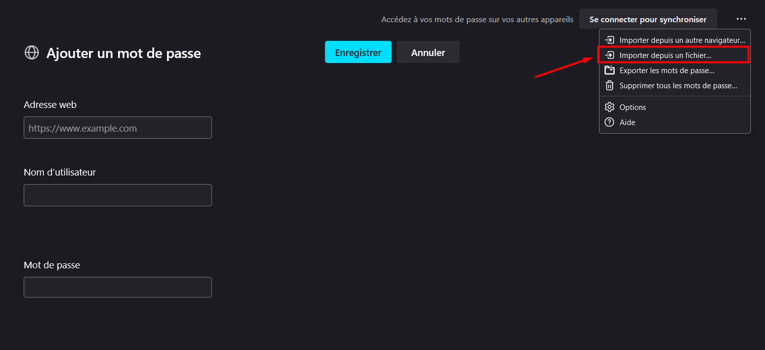 Firefox importer des mots de passe depuis un fichier