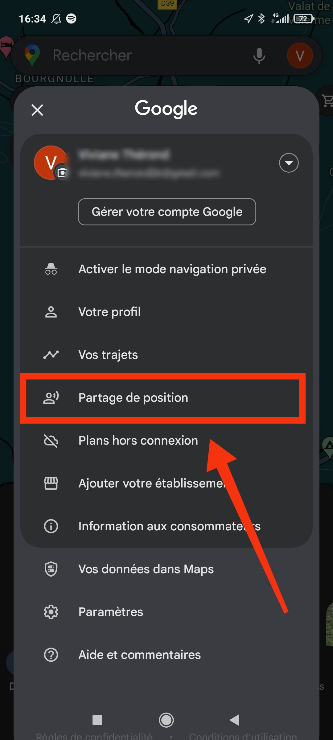 Google Maps Partage de localisation