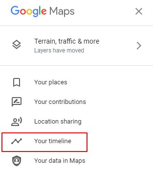 sua linha do tempo no google maps