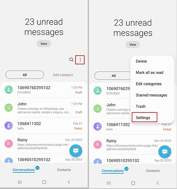 head to Message Settings 2