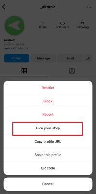 hide your story option on Instagram