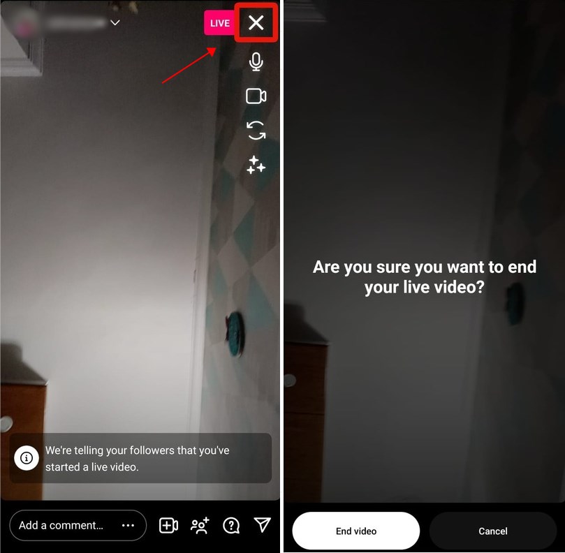 stop Instagram live streaming