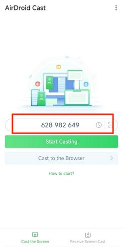 scanner ou saisir le code cast sur AirDroid Cast