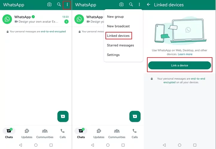 link para dispositivo no WhatsApp Android