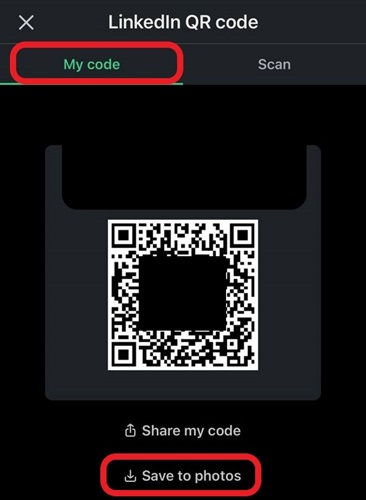 LinkedInプロフィール QR コード