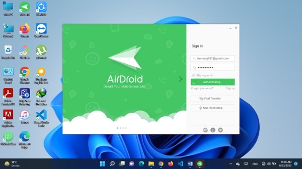 login AirDroid Personal on desktop