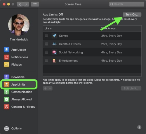 Mac Screen Time app limits