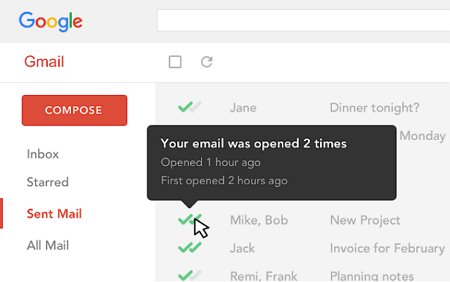 interface de Mailtrack