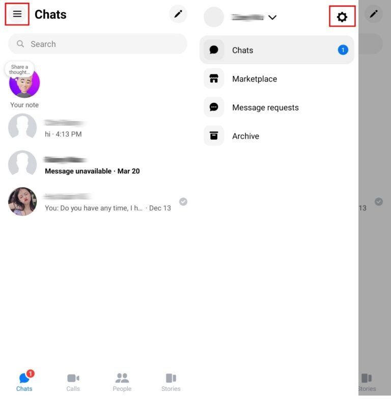 Configurações do Messenger