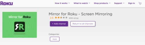 App de Mirror for Roku