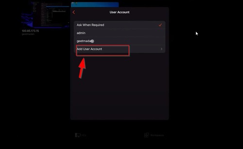 Add User Account on iPad