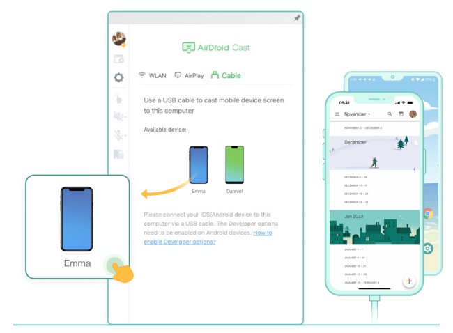 Proyectar un dispositivo iOS en una PC mediante un cable USB