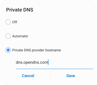 OpenDNS settings