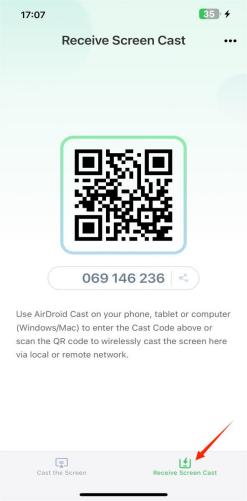 Recibir la transmisión de pantalla en AirDroid Cast