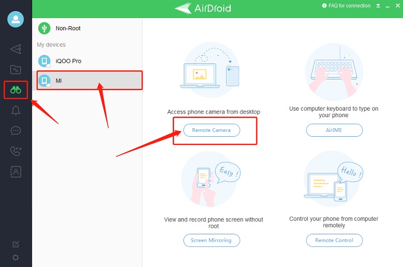 camara remota de AirDroid Personal