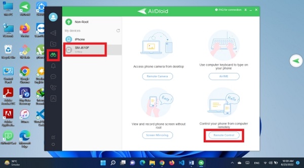 control remoto a través de AirDroid Personal