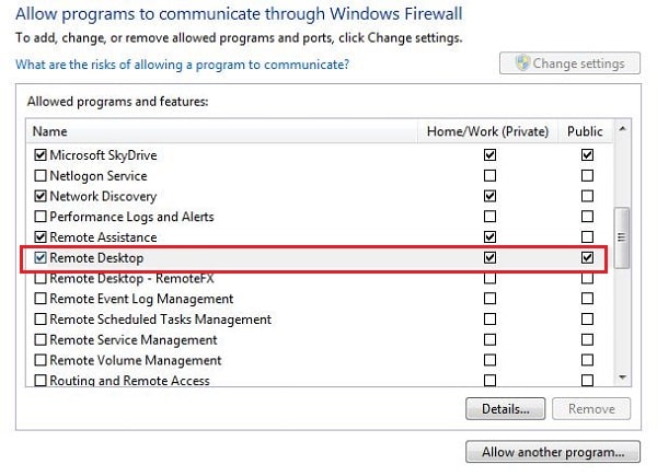 Remote Desktop Firewall