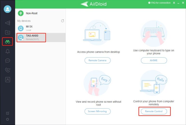 conectar remotamente airdroid