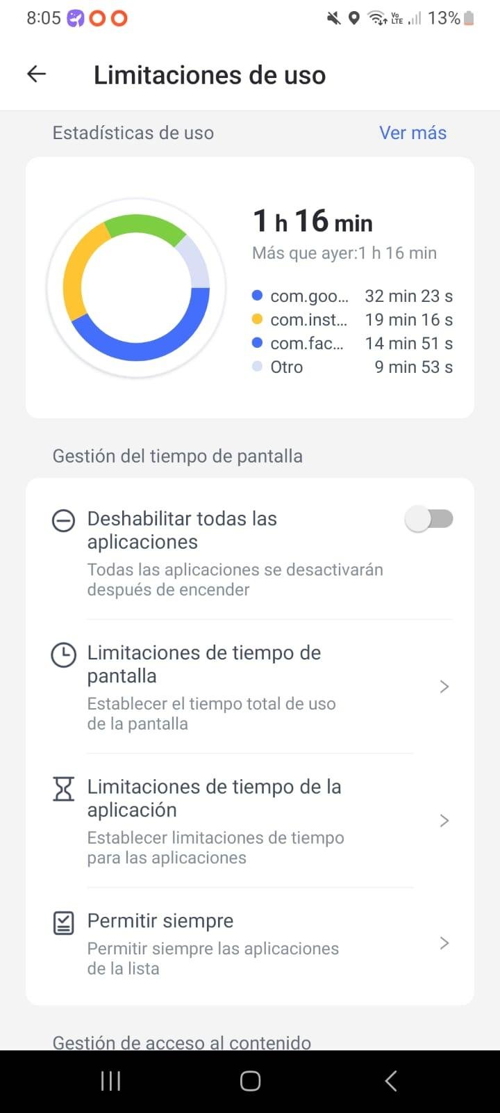 reporte de tiempo de pantalla