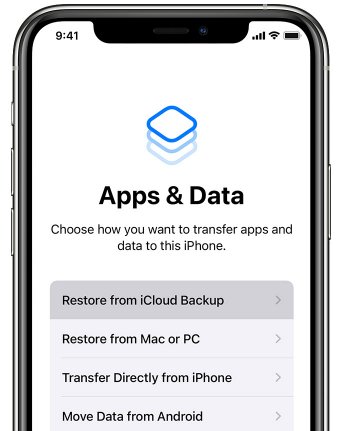 Restauration à partir d'une sauvegarde iCloud