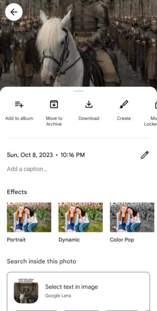 restore image from google photos app