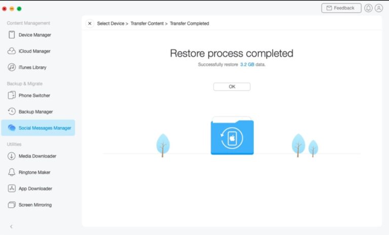 Processus de restauration terminé