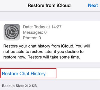 Wiederherstellen des WhatsApp-Backups aus iCloud