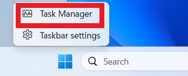 right-click task bar to open task manager