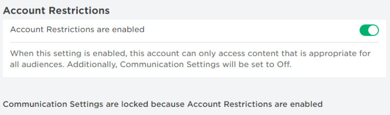 configurar restricción de cuenta en Roblox