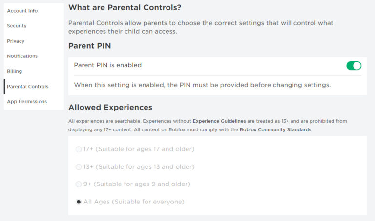 Roblox set up parental controls for child