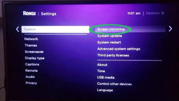 duplicación de pantalla de tv roku