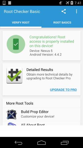 Root Checker App home screen