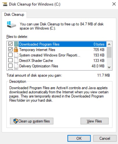 run a Disk Cleanup