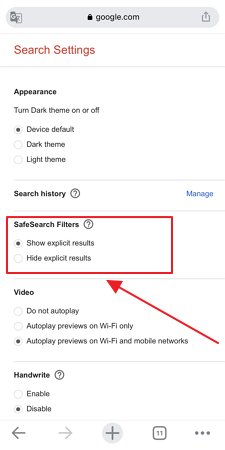  Filtres de SafeSearch