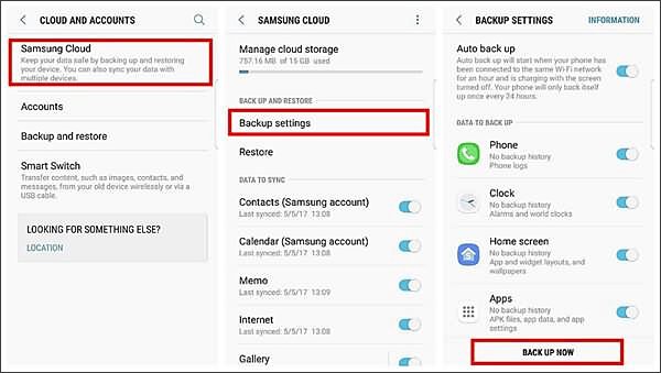 samsung cloud backup now