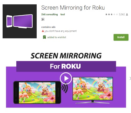 screen mirroring android to roku