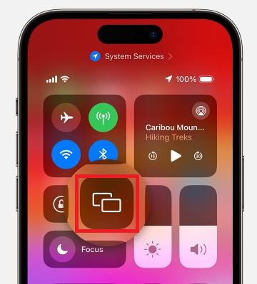 Screen Mirroring button on iPhone
