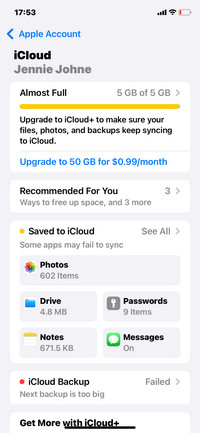 See the detailed informations of iCloud Backup