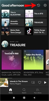 see Spotify listening history on Android