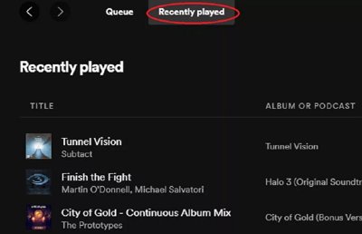 Voir l'historique d'écoute de Spotify sur le bureau