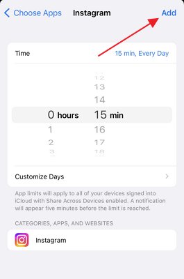 définissez une limite de temps sur iPhone