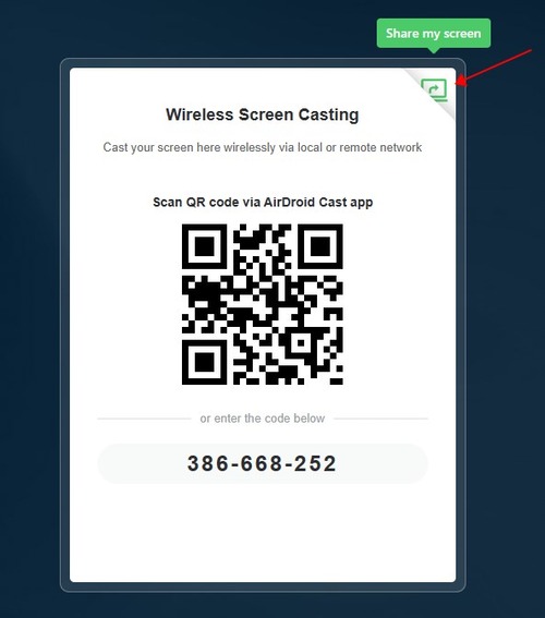Partager mon écran sur AirDroid Cast Web