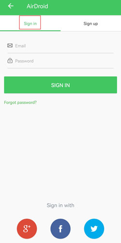 sign in airdroid personal
