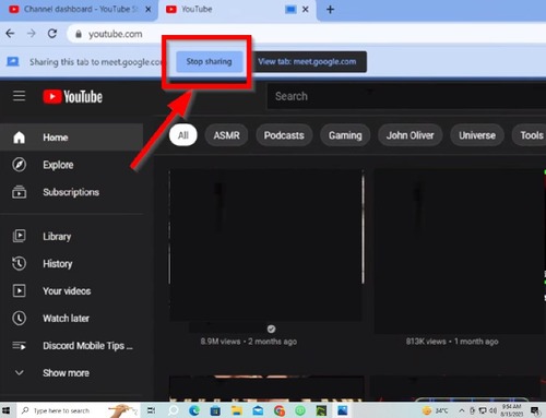 Stop sharing on Google Meet