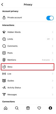 story option on Instagram