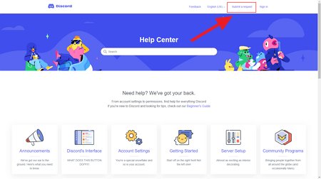 submit a request on Discord