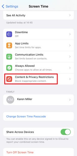 Content & Privacy Restrictions