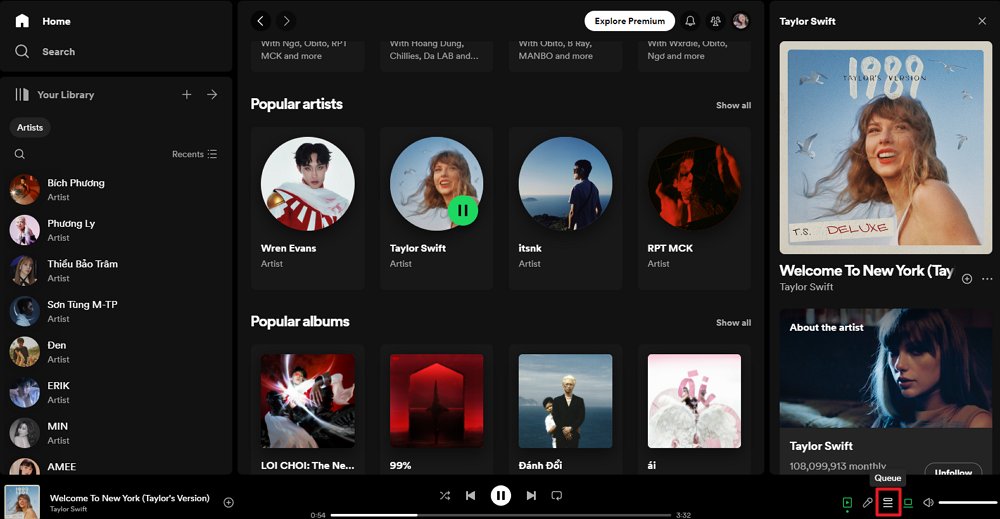 La Cola de Spotify en el escritorio